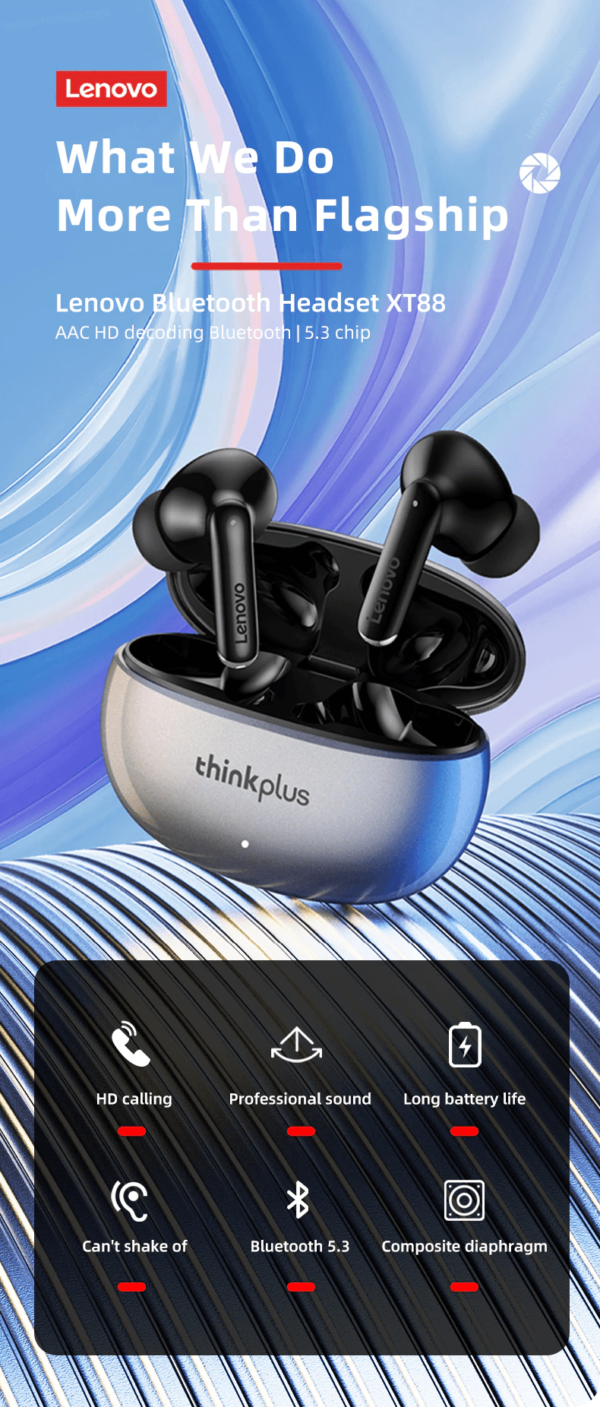 Auriculares Lenovo Xt88 Bluetooth 5.3 Control Táctil