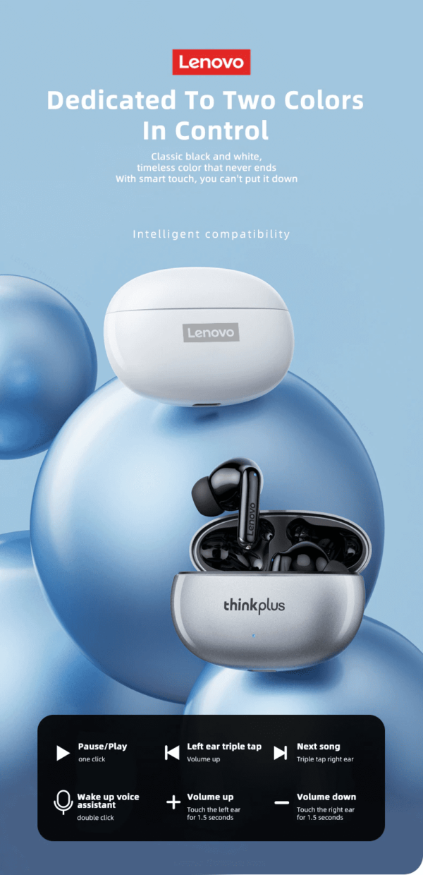 Auriculares Lenovo Xt88 Bluetooth 5.3 Control Táctil - Imagen 3