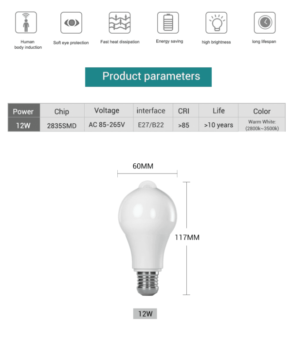 Ampolleta Led con sensor de movimiento - Imagen 9