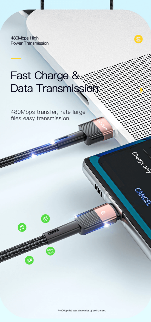 Cable Tipo Usb C 2m Essager - Imagen 3
