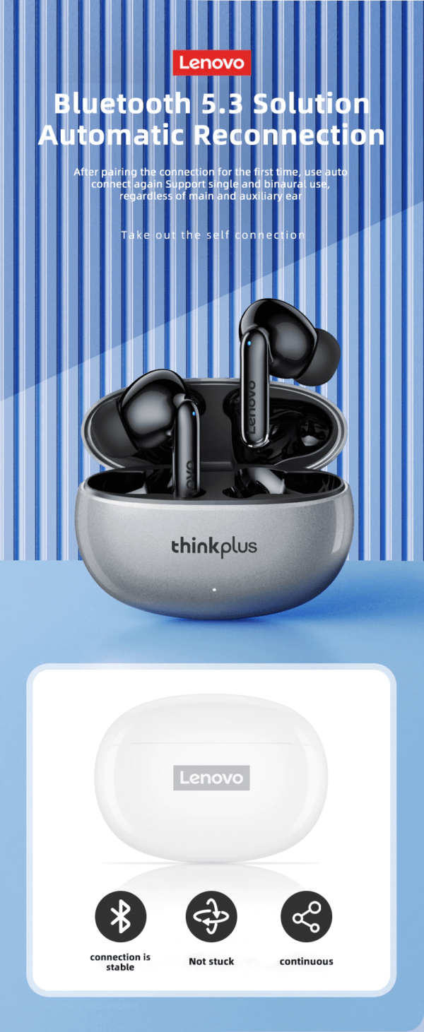 Auriculares Lenovo Xt88 Bluetooth 5.3 Control Táctil - Imagen 11
