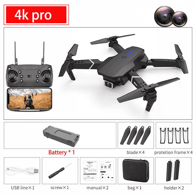 2023 E88Pro RC Drone 4K Professional With 1080P Wide Angle HD Camera Foldable