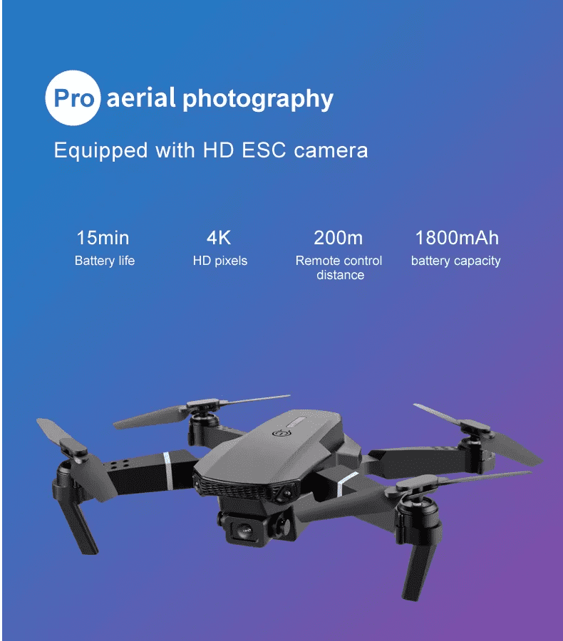 2023 E88Pro RC Drone 4K Professional With 1080P Wide Angle HD Camera Foldable - Imagen 5